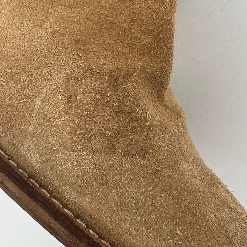Perforated Tan Suede Leather Boots Womens EU 36 US 6 Slouchy Mid Calf Spain READ - Picture 8 of 9